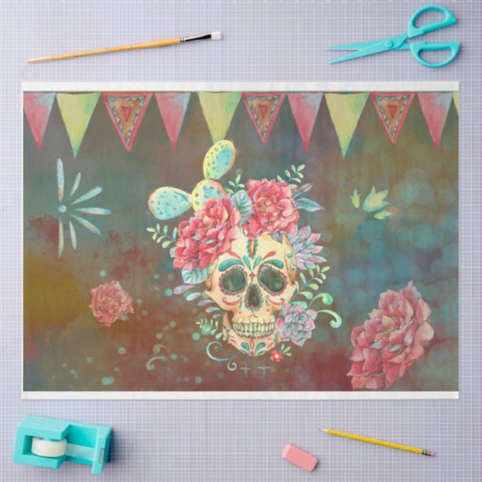 Suikerschedel Dia De Los Muertos Decoupage Papier (Craft)