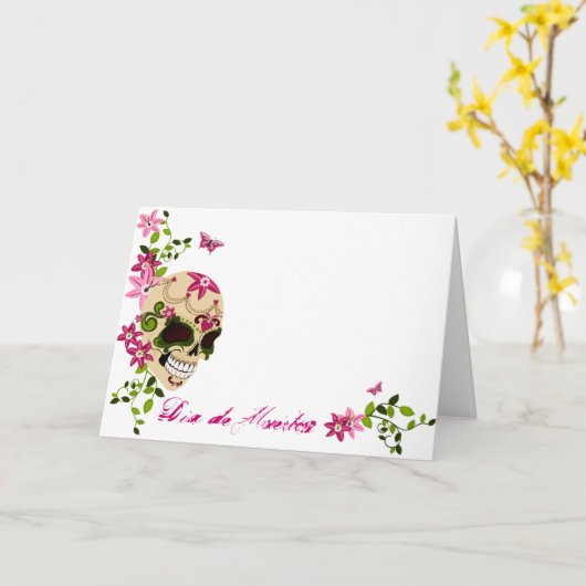 Suikerschedel [Día de Muertos] Kaart (Gele Bloem)