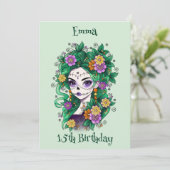 Suikerschedel Dia de Muertos Quinceañera Verjaarda Kaart (Staand voorkant)