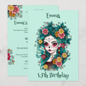 Suikerschedel Dia de Muertos Quinceañera Verjaarda Kaart (Voorkant / Achterkant)