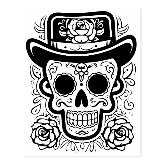 Suikerschedel 💀 Día de Muertos Rubberstempel (Afrduk)