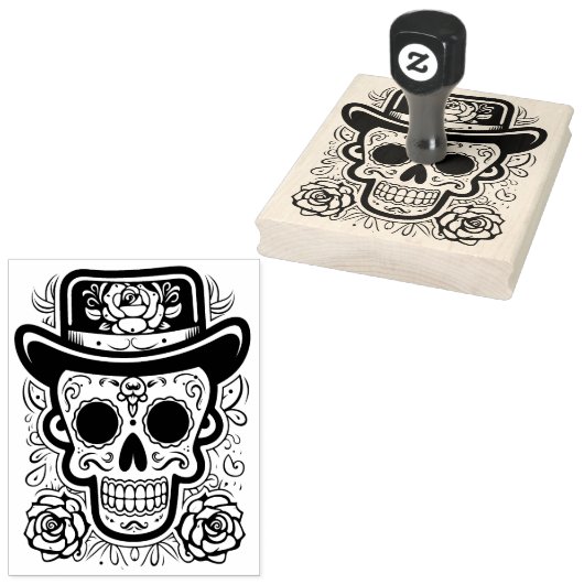 Suikerschedel 💀 Día de Muertos Rubberstempel (Gestempeld)