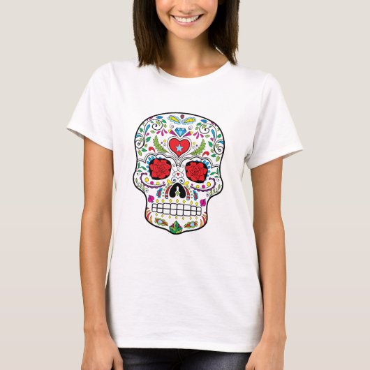 Suikerschedel Dia des los Muertos Styled-producten T-shirt (Voorkant)