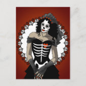 Suikerschedel - dode bride briefkaart (Voorkant)