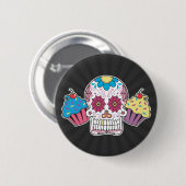 Suikerschedel en cupcakes ronde button 5,7 cm (Voorkant /achterkant)