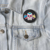 Suikerschedel en cupcakes ronde button 5,7 cm (In situ)