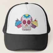 Suikerschedel en cupcakes trucker pet (Voorkant)