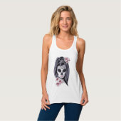 Suikerschedel en gelilie tanktop (Volledige Voorkant)