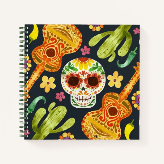 Suikerschedel en gitaren Dia de Muertos | Laptop Notitieboek (Voorkant)