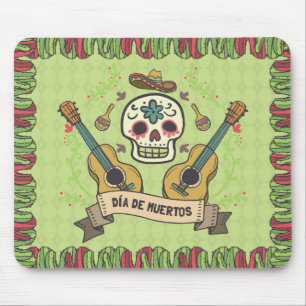 Suikerschedel en gitaren Dia de Muertos Mousepad Muismat
