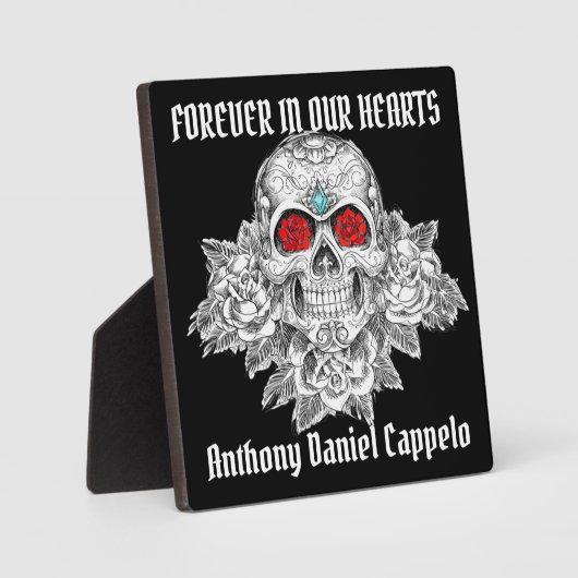 Suikerschedel en Rozen Memorial Fotoplaat (Voorkant)