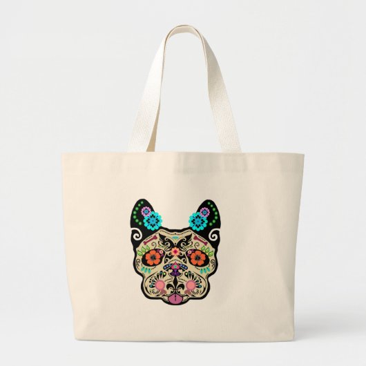 Suikerschedel Frenchie Grote Tote Bag (Voorkant)