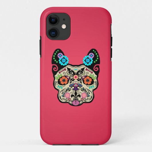 Suikerschedel Frenchie - Roze Case-Mate iPhone Case (Achterkant)
