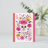 Suikerschedel Fuchsia Mexicaanse bloemen Cinco de  Briefkaart (Staand voorkant)