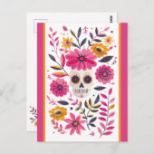 Suikerschedel Fuchsia Mexicaanse bloemen Cinco de  Briefkaart (Voorkant / Achterkant)