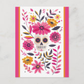 Suikerschedel Fuchsia Mexicaanse bloemen Cinco de  Briefkaart (Voorkant)