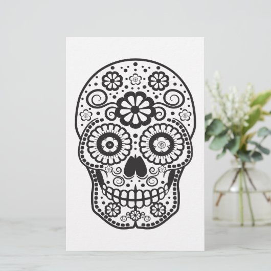 Suikerschedel glimlachen briefpapier (Staand voorkant)