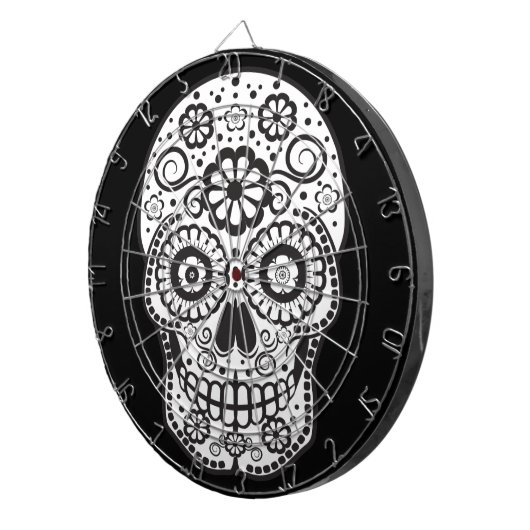 Suikerschedel glimlachen dartbord (Voorkant Rechts)