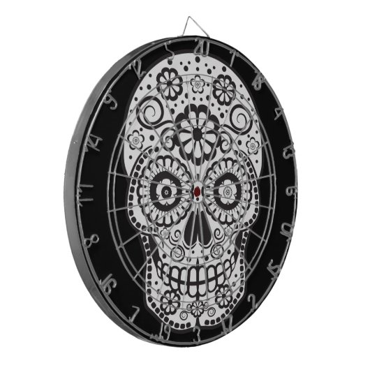 Suikerschedel glimlachen dartbord (Voorkant Links)