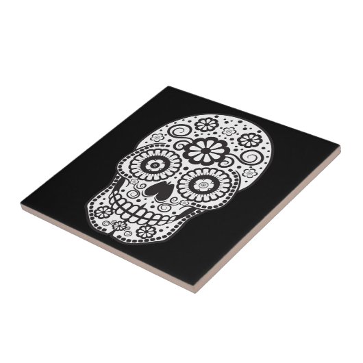 Suikerschedel glimlachen tegeltje (Zijkant)