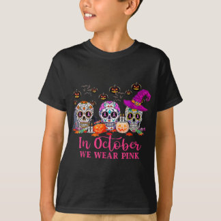 Suikerschedel Halloween Borstkanker in oktober we T-shirt