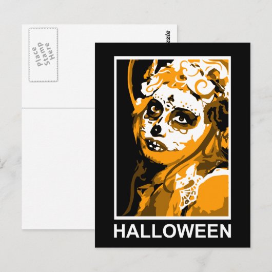 suikerschedel : halloween briefkaart (Voorkant / Achterkant)