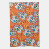 Suikerschedel Halloween Sinaasappel Theedoek (Verticaal)