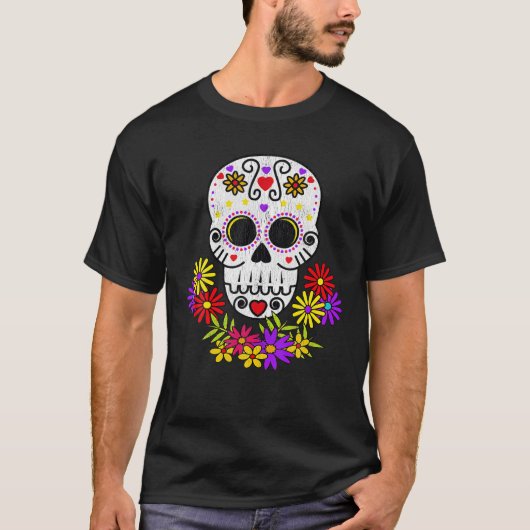 Suikerschedel Hart Mexicaanse dood dag van de dia  T-shirt (Voorkant)