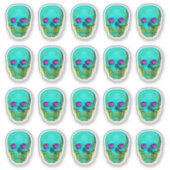 Suikerschedel in Aqua Sticker (Voorkant)
