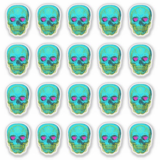 Suikerschedel in Aqua Sticker (Voorkant)