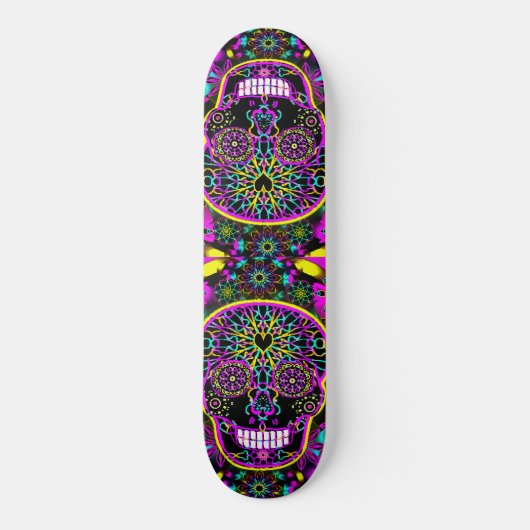 Suikerschedel in neonroze persoonlijk skateboard (Voorkant)