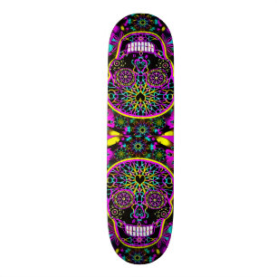 Suikerschedel in neonroze persoonlijk skateboard