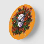 Suikerschedel Marigold Day of the Dead Numbered Ronde Klok (Hoek)