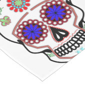 Suikerschedel met blauwe ogen en groene strook korte tafelloper (Hoek)