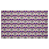 Suikerschedel met blauwe ogen en groene strook stof (Fat Quarter)