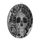 Suikerschedel met bloemen in zwart-wit dartbord (Voorkant Links)