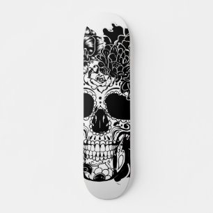 Suikerschedel met bloemen in zwart-wit persoonlijk skateboard