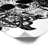 Suikerschedel met bloemen in zwart-wit poster (Hoek)