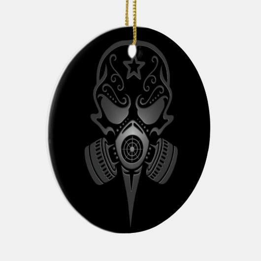 Suikerschedel met gasmasker keramisch ornament (Rechts)