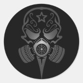 Suikerschedel met gasmasker ronde sticker (Voorkant)