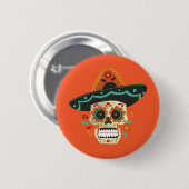 Suikerschedel met Pet Dia de Muertos | Button (Voorkant /achterkant)