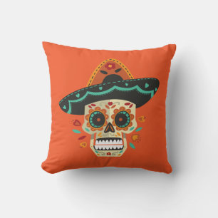 Suikerschedel met Pet Dia de Muertos   Sierkussens Kussen