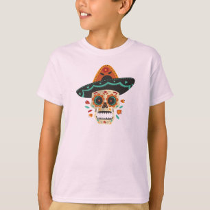 Suikerschedel met Pet Dia de Muertos   Sleeve Shir T-shirt