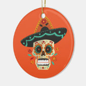 Suikerschedel met Pet Dia de Muertos | Versiering Keramisch Ornament (Links)