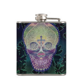 Suikerschedel met regenboogkleuren, harten heupfles (Achterkant)