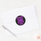 Suikerschedel met Rozen, paars Ronde Sticker (Envelop)