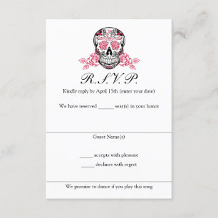 Suikerschedel met Rozen RSVP-kaarten RSVP Kaartje