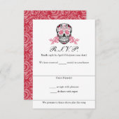 Suikerschedel met Rozen RSVP-kaarten RSVP Kaartje (Voorkant / Achterkant)