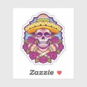 Suikerschedel met Sombrero | Dia De Los Muertos Sticker (Vel)