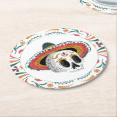 Suikerschedel met Sombrero Ronde Kartonnen Onderzetter (Gebogen)